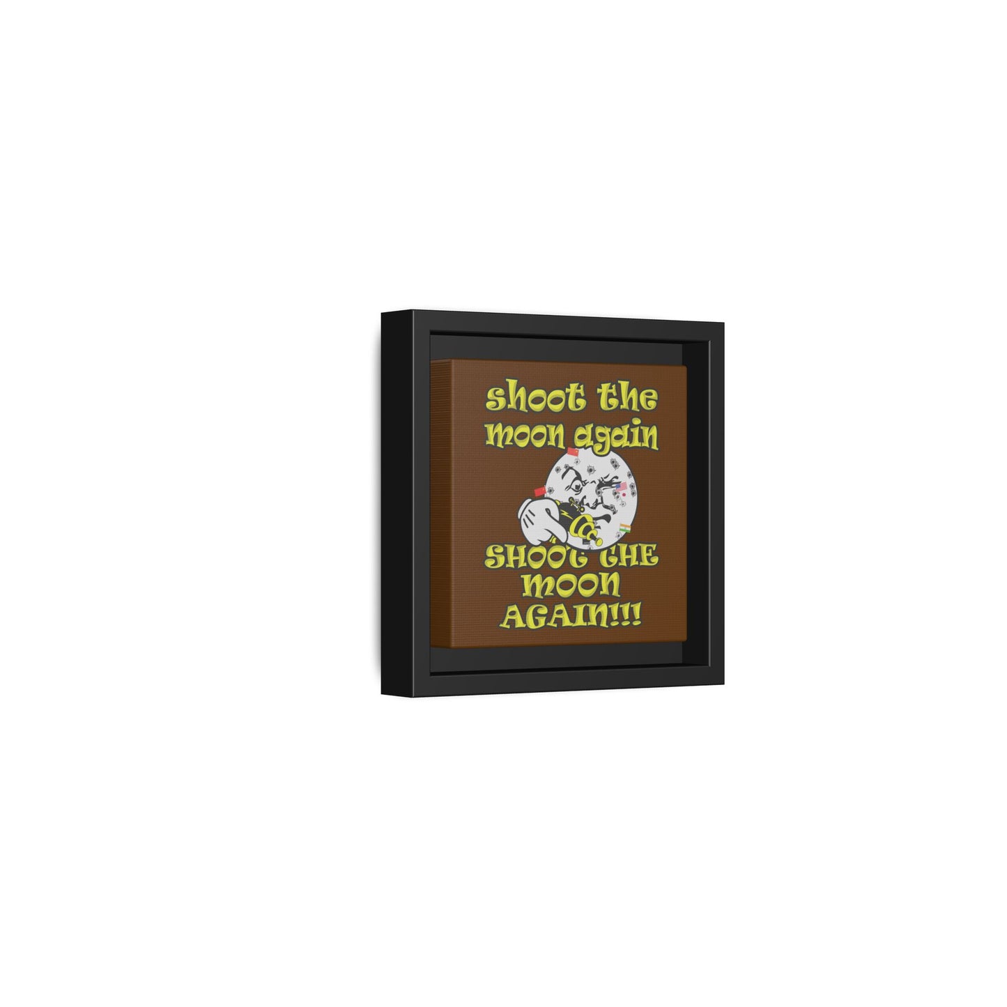 shoot the moon again - framed canvas art (brown)