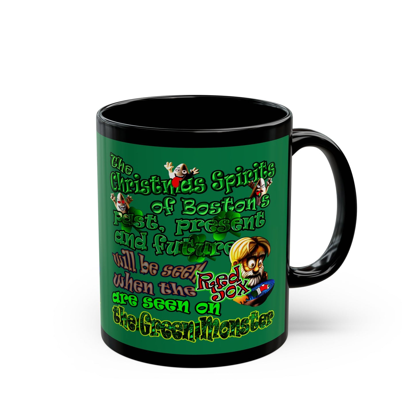 christmas spirits of boston - Black Mug (dark green)