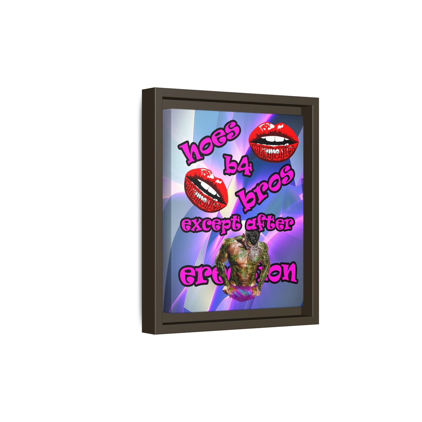 hoes b4 bros - framed canvas art (grey-pink wave)