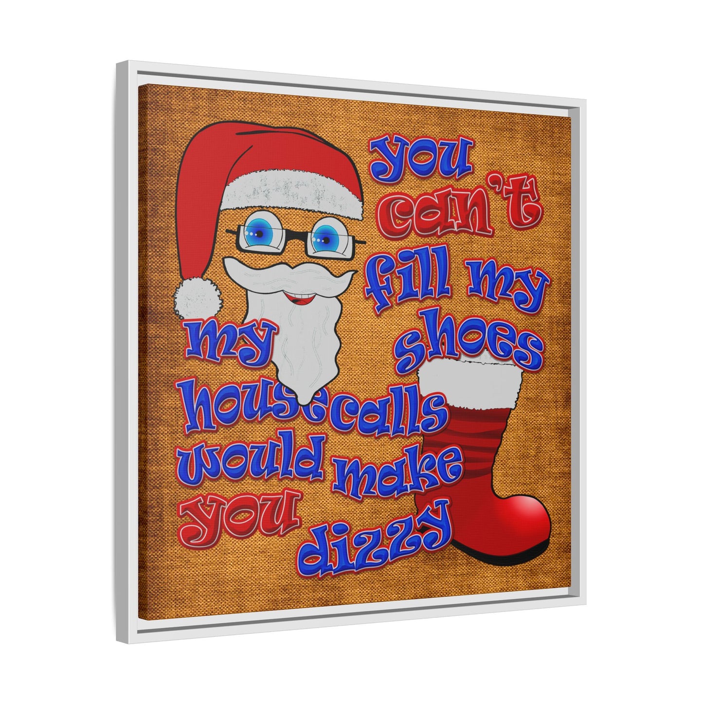 santa's shoes - framed canvas art (brown papyrus)