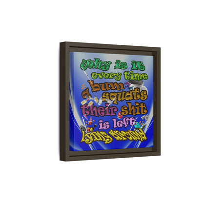 the bum's shit - framed canvas art (blue-white wave)
