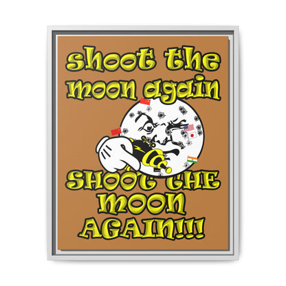 shoot the moon again - framed canvas art (light brown)