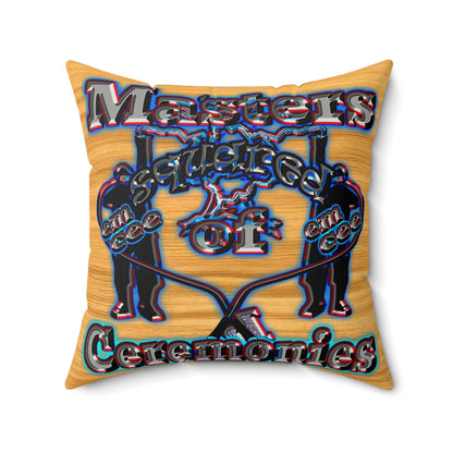 em cee squared - Faux Suede Square Pillow - (butterscotch wood finish)