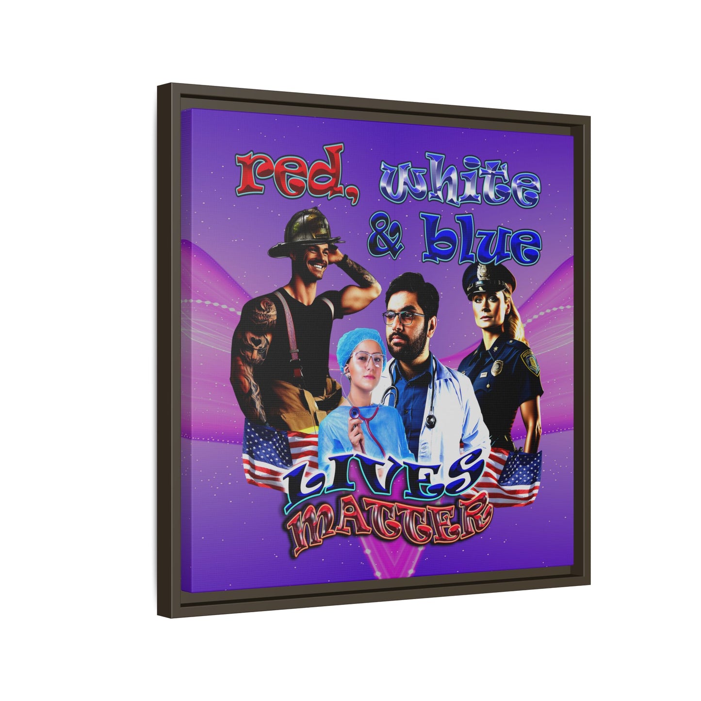 rw&b lives matter - framed canvas art (purple-pink wave)