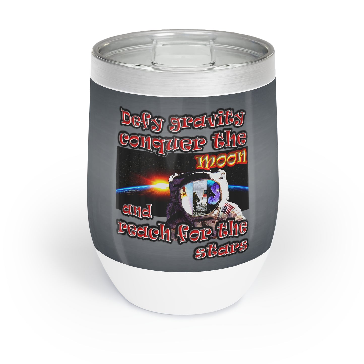 defy conquer reach - Chill Wine Tumbler (grey-light grey)