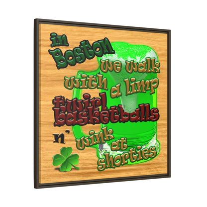 celtics logo - framed canvas art (butterscotch wood finish)