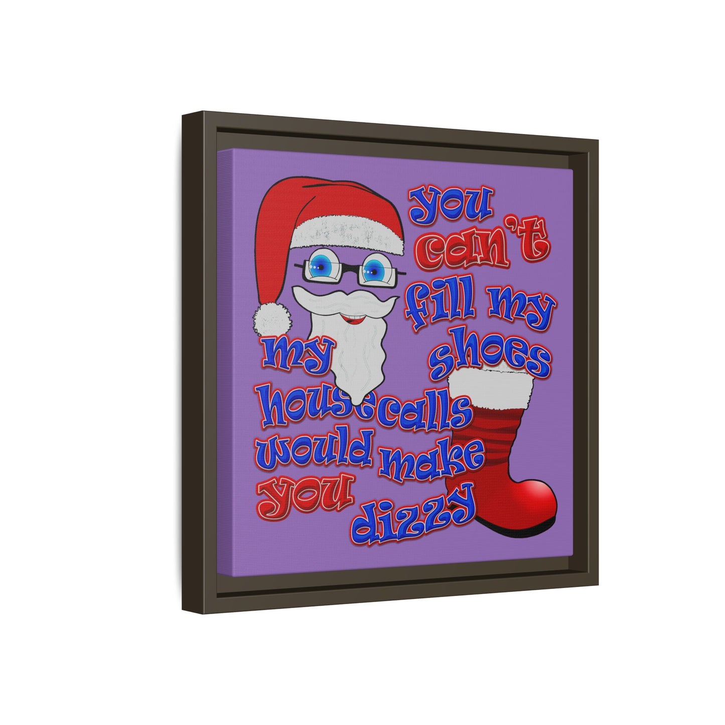 santa's shoes - framed canvas art (light purple)