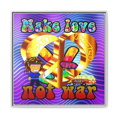 love peace - framed canvas art (purple wave)