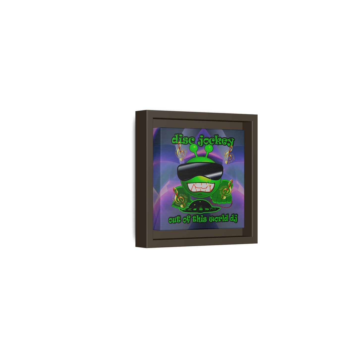 disc jockey - framed canvas art (grey-pink wave)