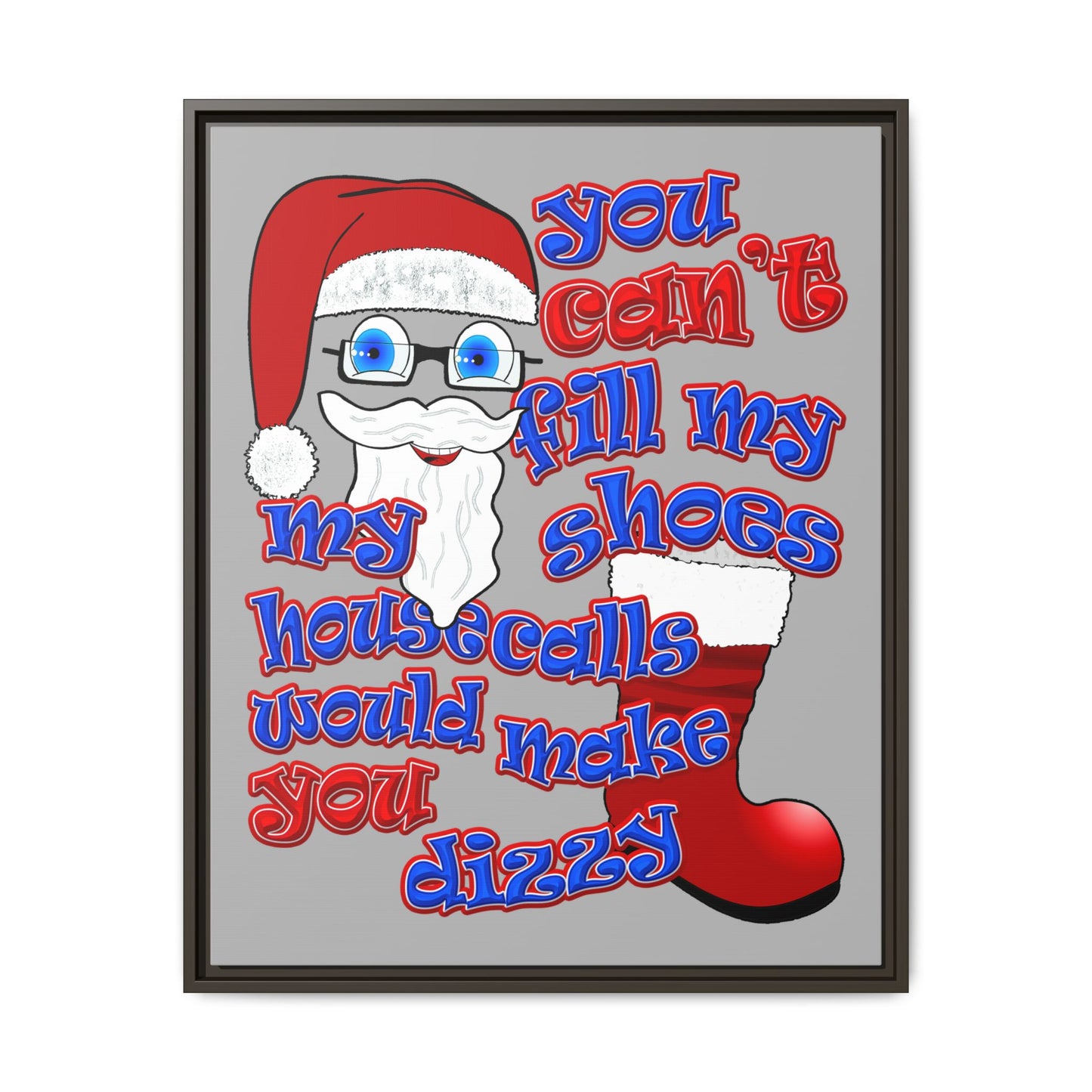 santa's shoes - framed canvas art (light grey)
