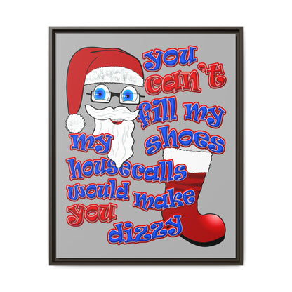 santa's shoes - framed canvas art (light grey)