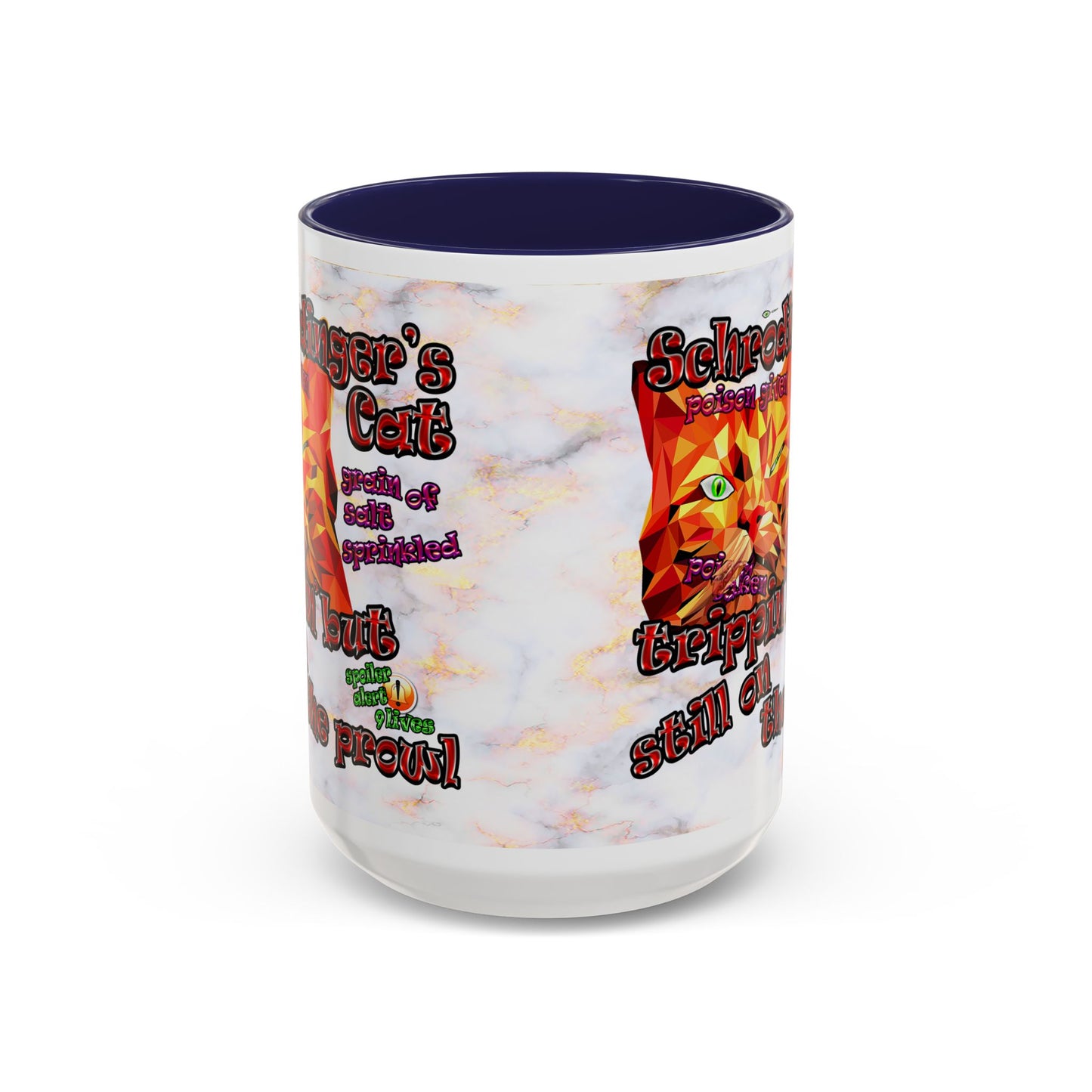 schrodinger's cat - Accent Mug (white marble)