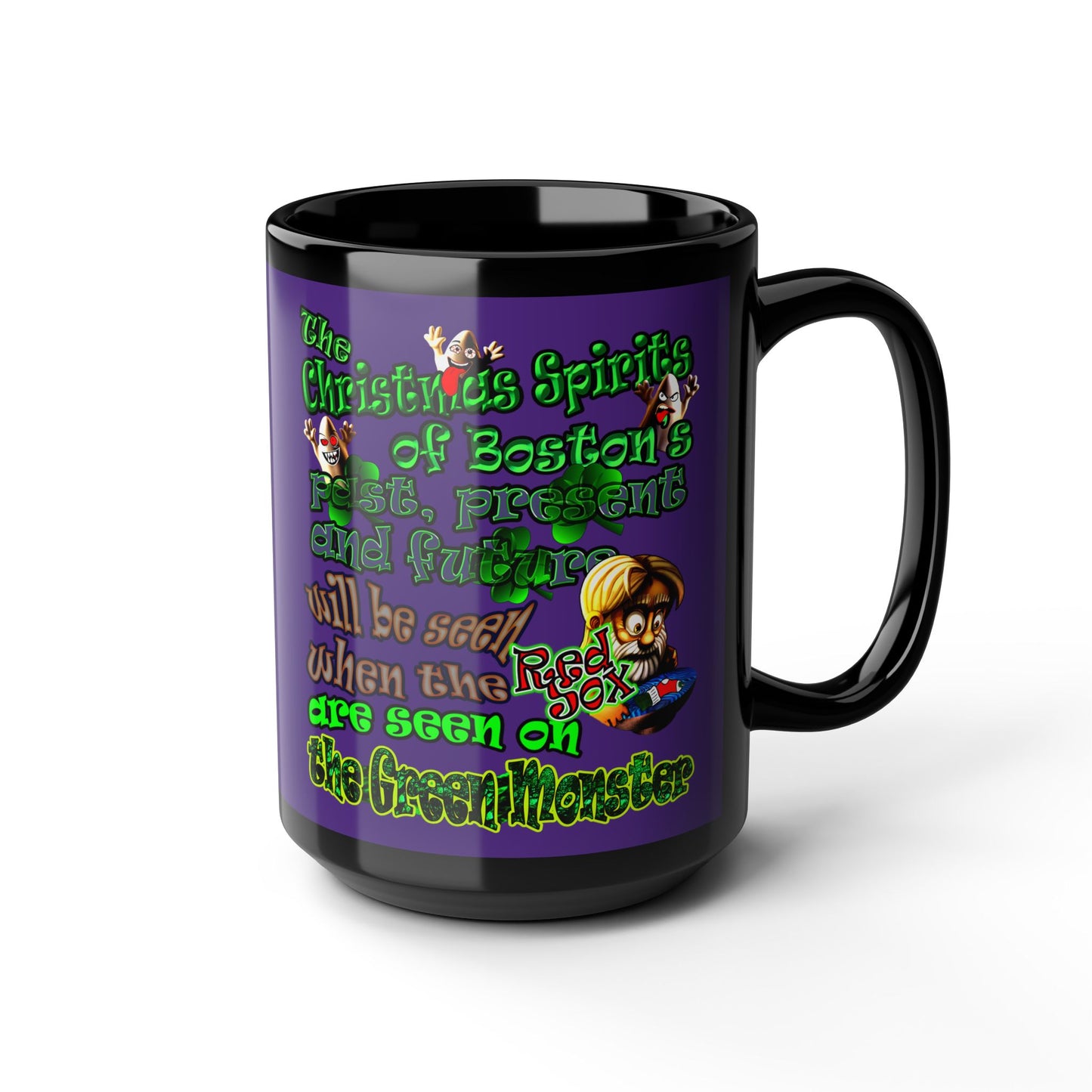 christmas spirits of boston - Black Mug (purple)
