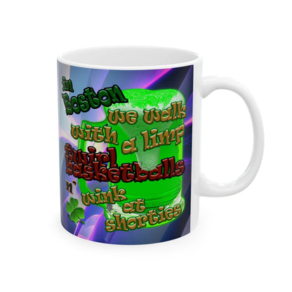 celtics logo - White Mug (grey-pink wave)