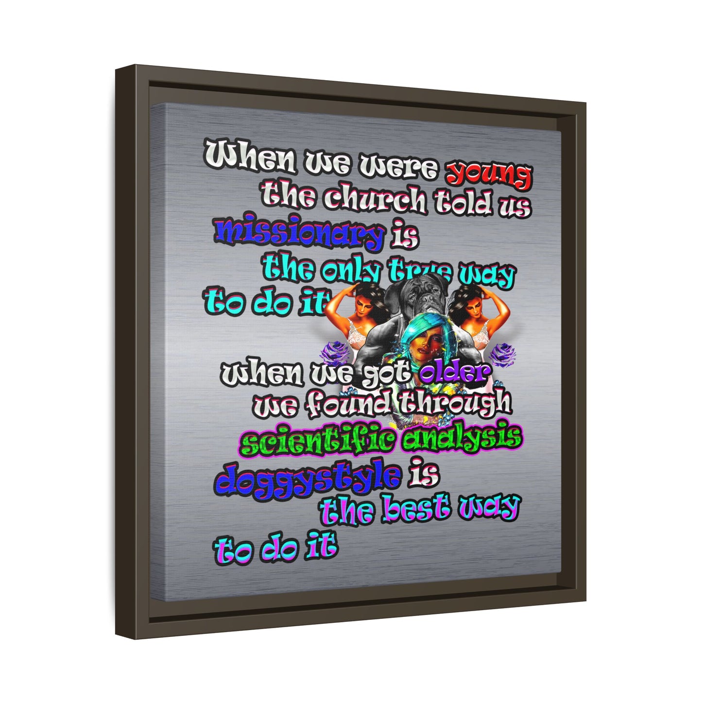 doggystyle - framed canvas art (brushed nickel)
