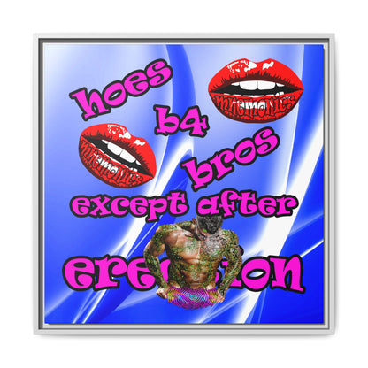 hoes b4 bros - framed canvas art (blue-white wave)