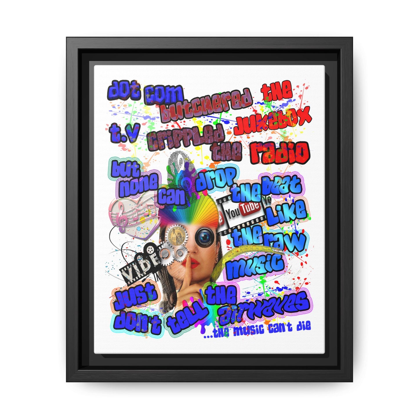 drop the beat - framed canvas art (white)
