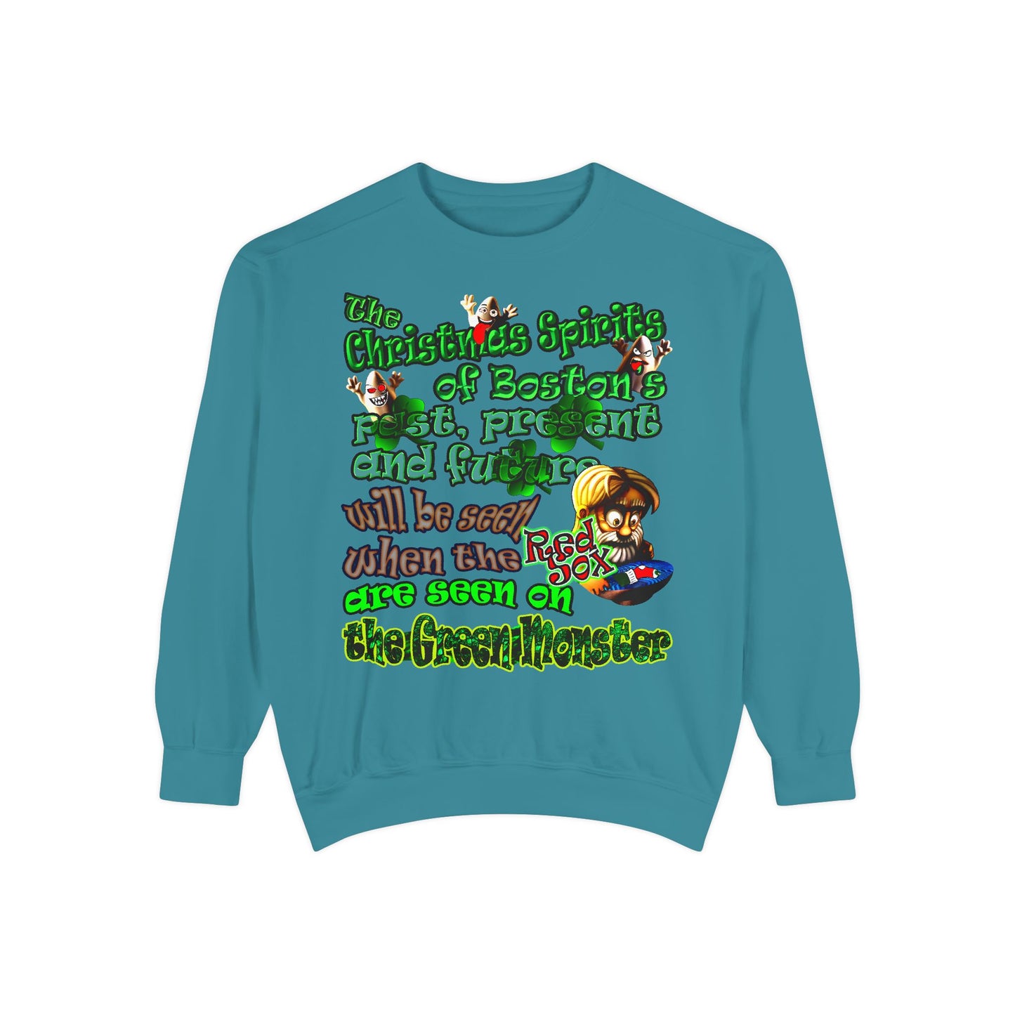 christmas spirits of boston - Unisex Garment-Dyed Sweatshirt