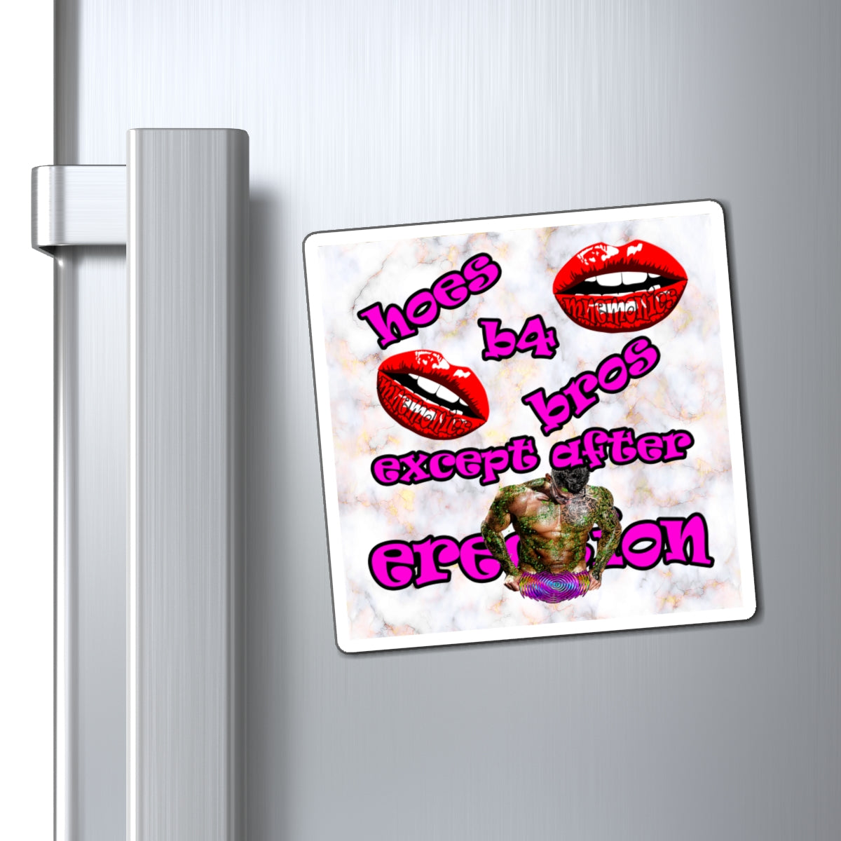 hoes b4 bros - Magnets - (white marble)