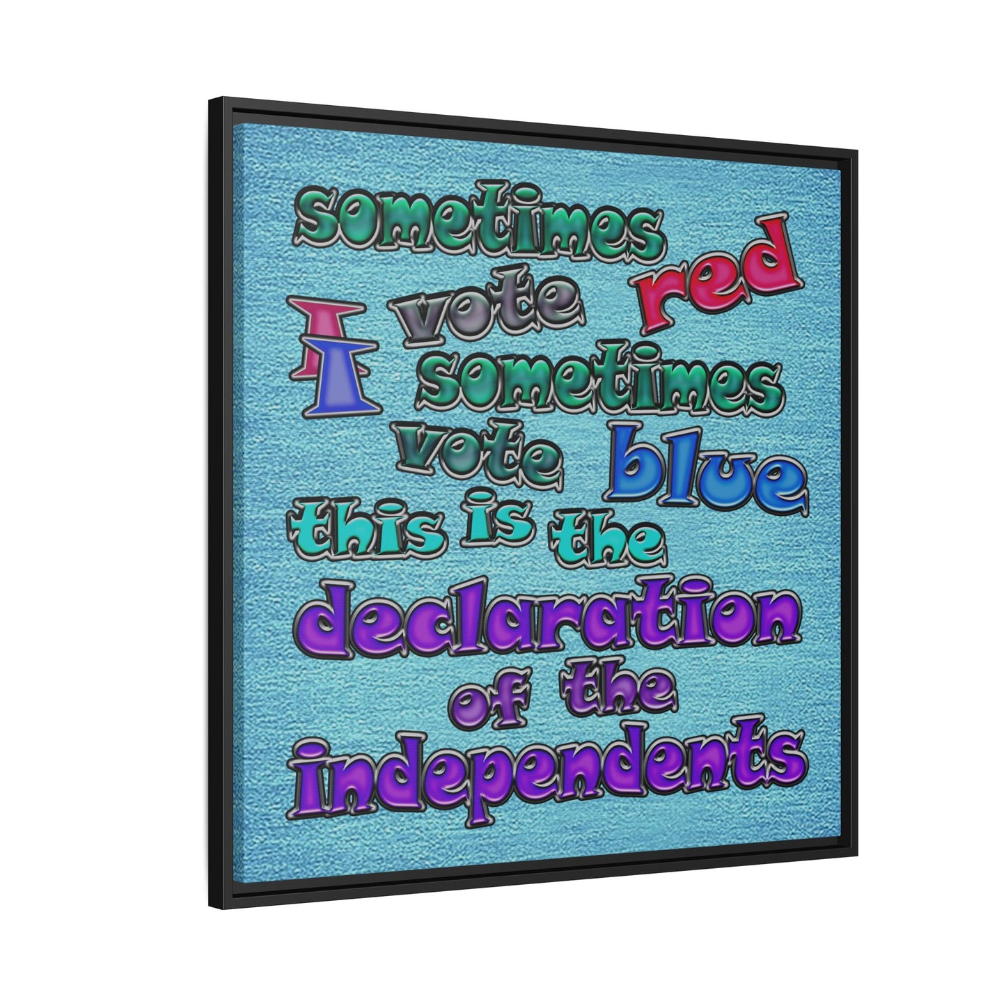 declaration of the independents - framed canvas art (faded blue)
