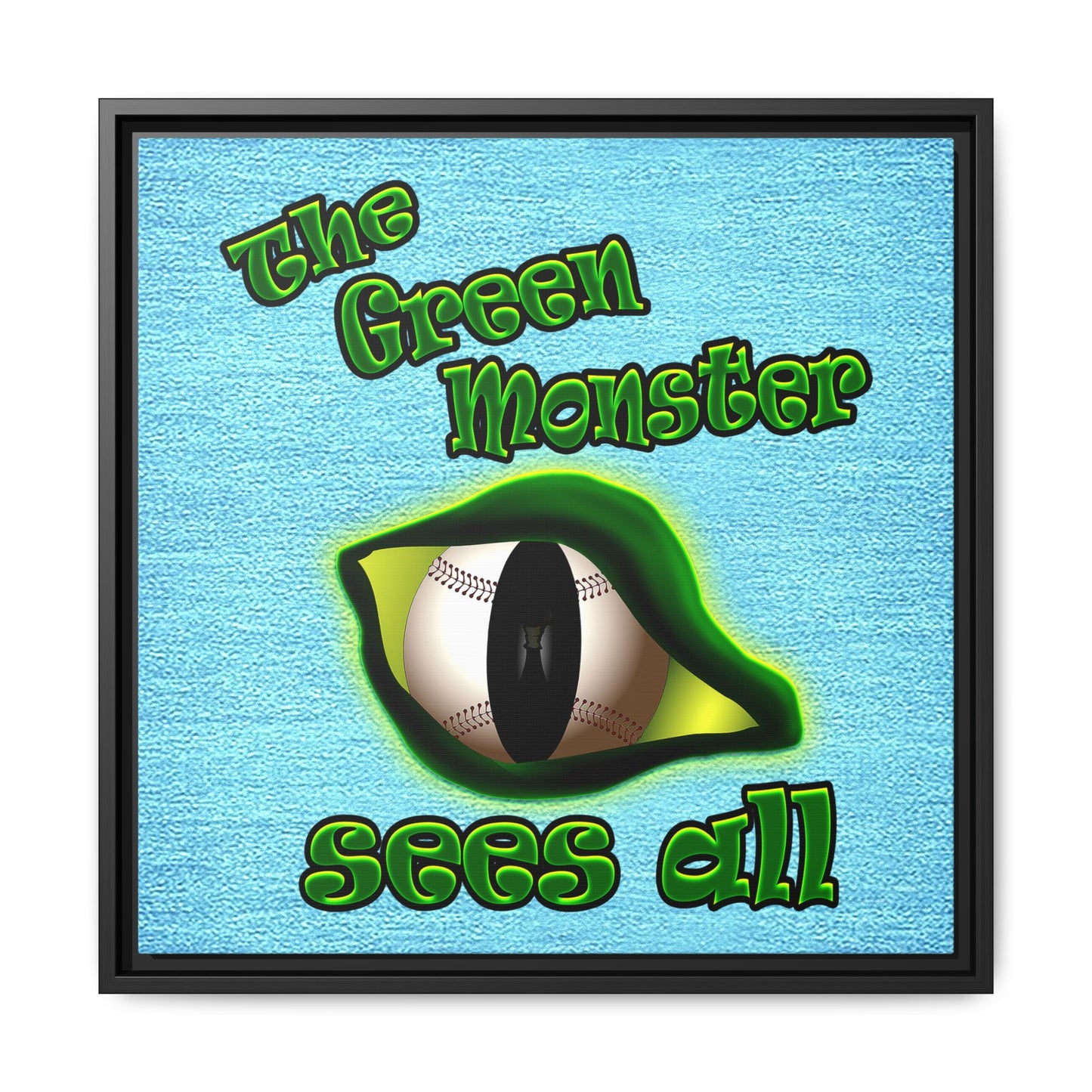 green monster - framed canvas art (faded blue)