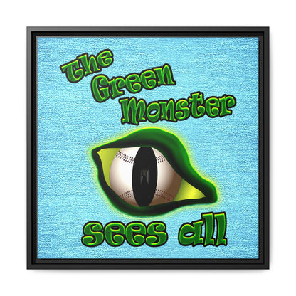 green monster - framed canvas art (faded blue)