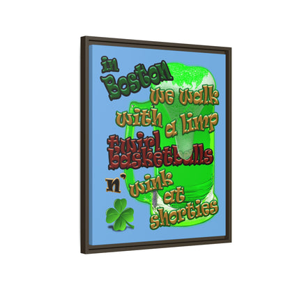celtics logo - framed canvas art (light blue)