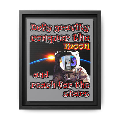 defy conquer reach - framed canvas art (grey)
