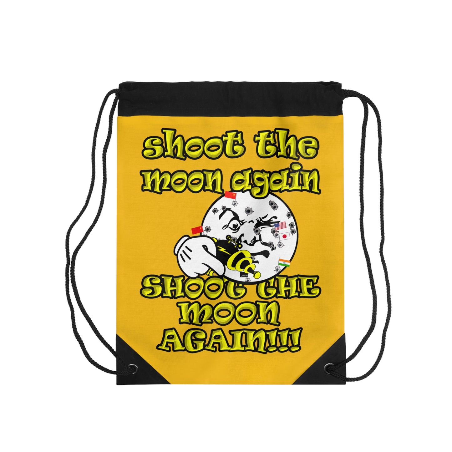 shoot the moon again - Drawstring Bag (yellow)