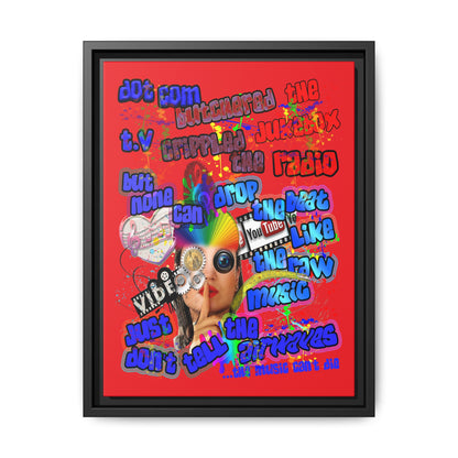 drop the beat - framed canvas art (red)
