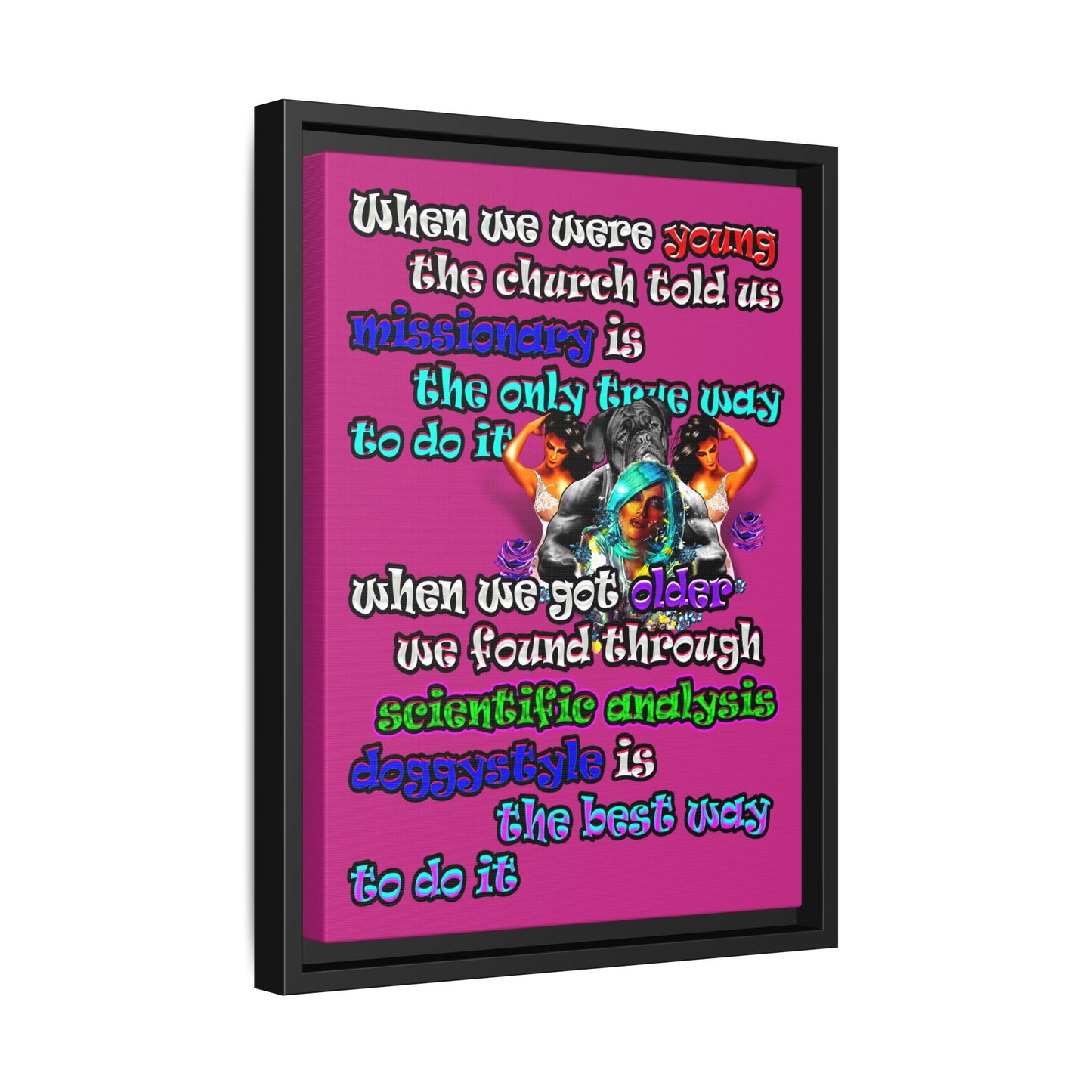 doggystyle - framed canvas art (pink)