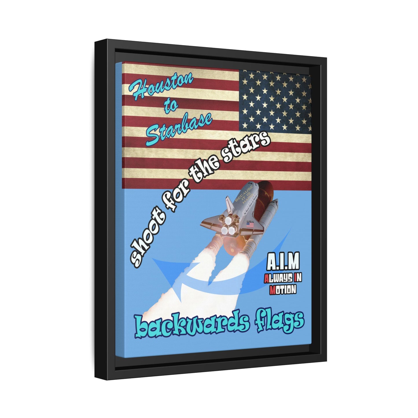 shoot for the stars - framed canvas art (light blue)