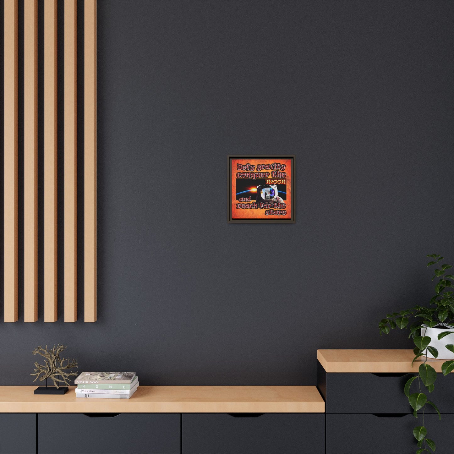 defy conquer reach - framed canvas art (burnt orange)