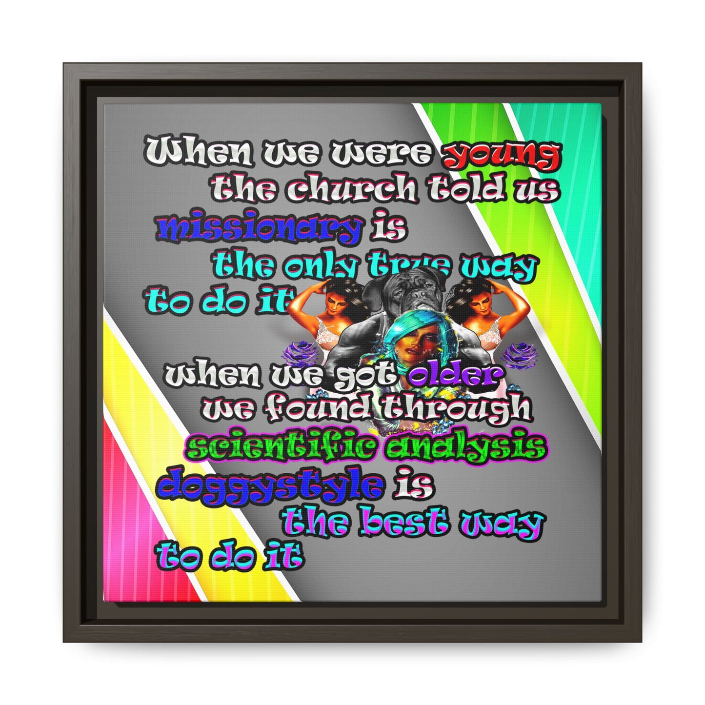 doggystyle - framed canvas art (rainbow split)