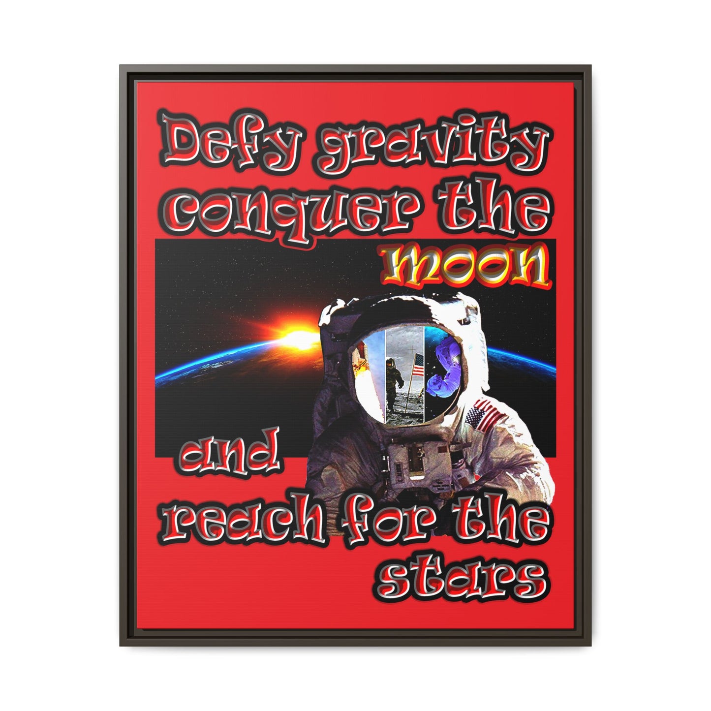 defy conquer reach - framed canvas art (red)