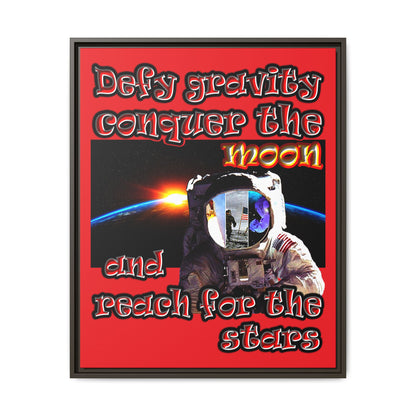 defy conquer reach - framed canvas art (red)
