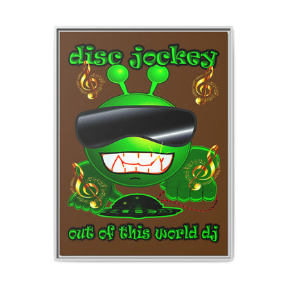 disc jockey - framed canvas art (brown)