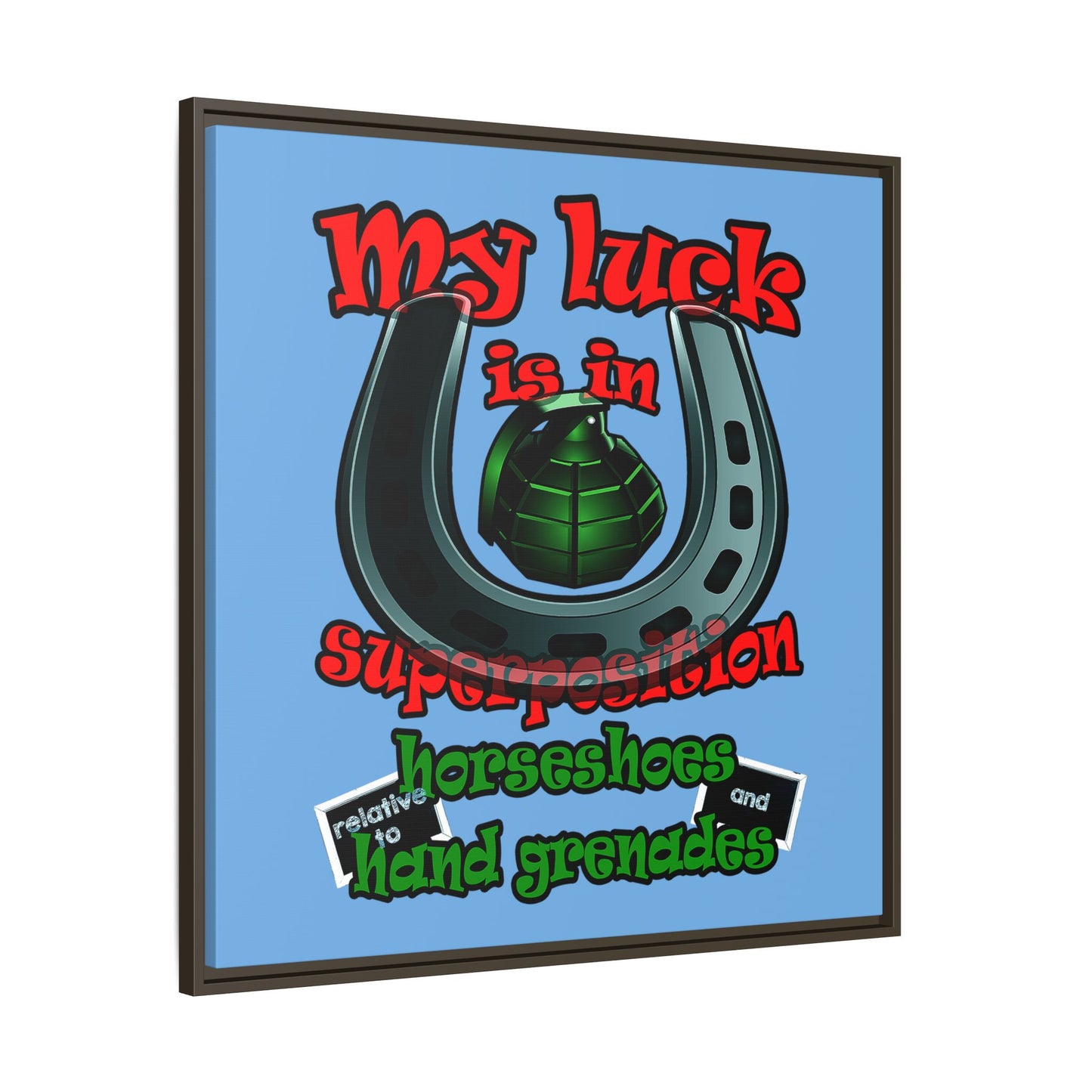 my luck - framed canvas art (light blue)