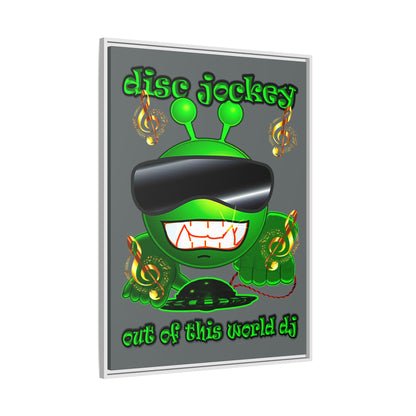 disc jockey - framed canvas art (dark grey)