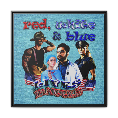rw&b lives matter - framed canvas art (faded blue)