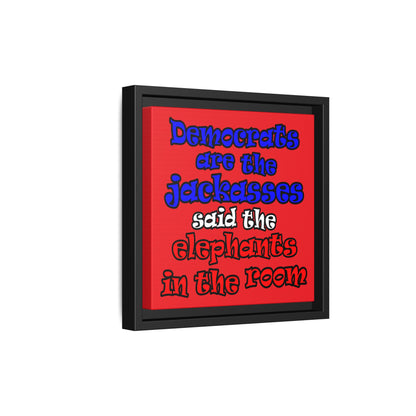 donkeys and elephants - framed canvas art (red)