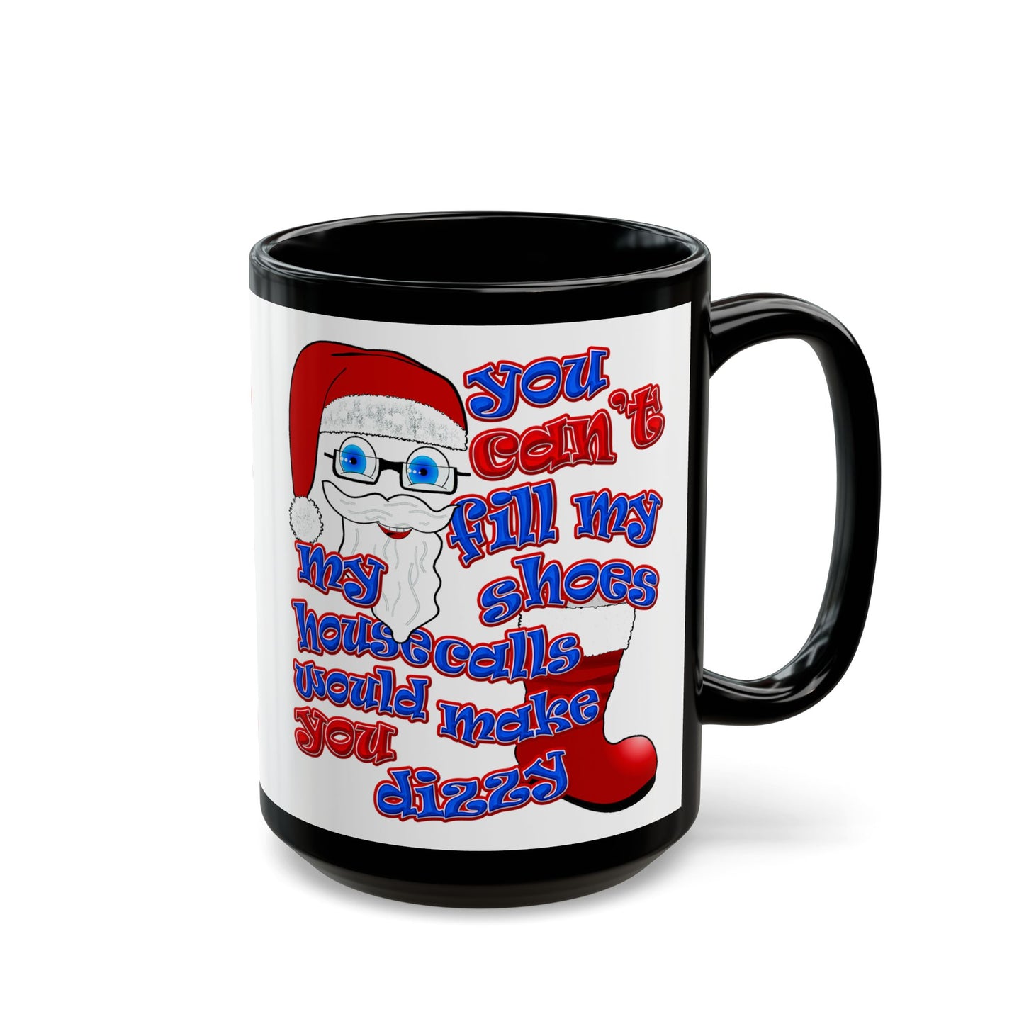 santa's shoes - Black Mug (white)