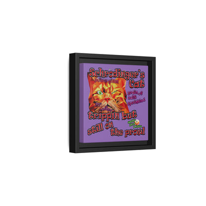 schrodinger's cat - framed canvas art (light purple)
