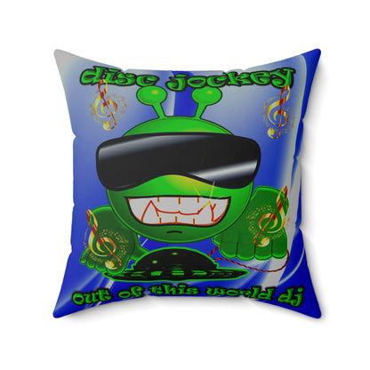 disc jockey - Spun Polyester Square Pillow - (blue-white wave)