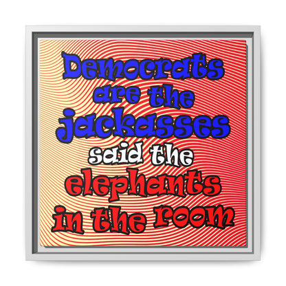 donkeys and elephants - framed canvas art (yellow-orange wave)