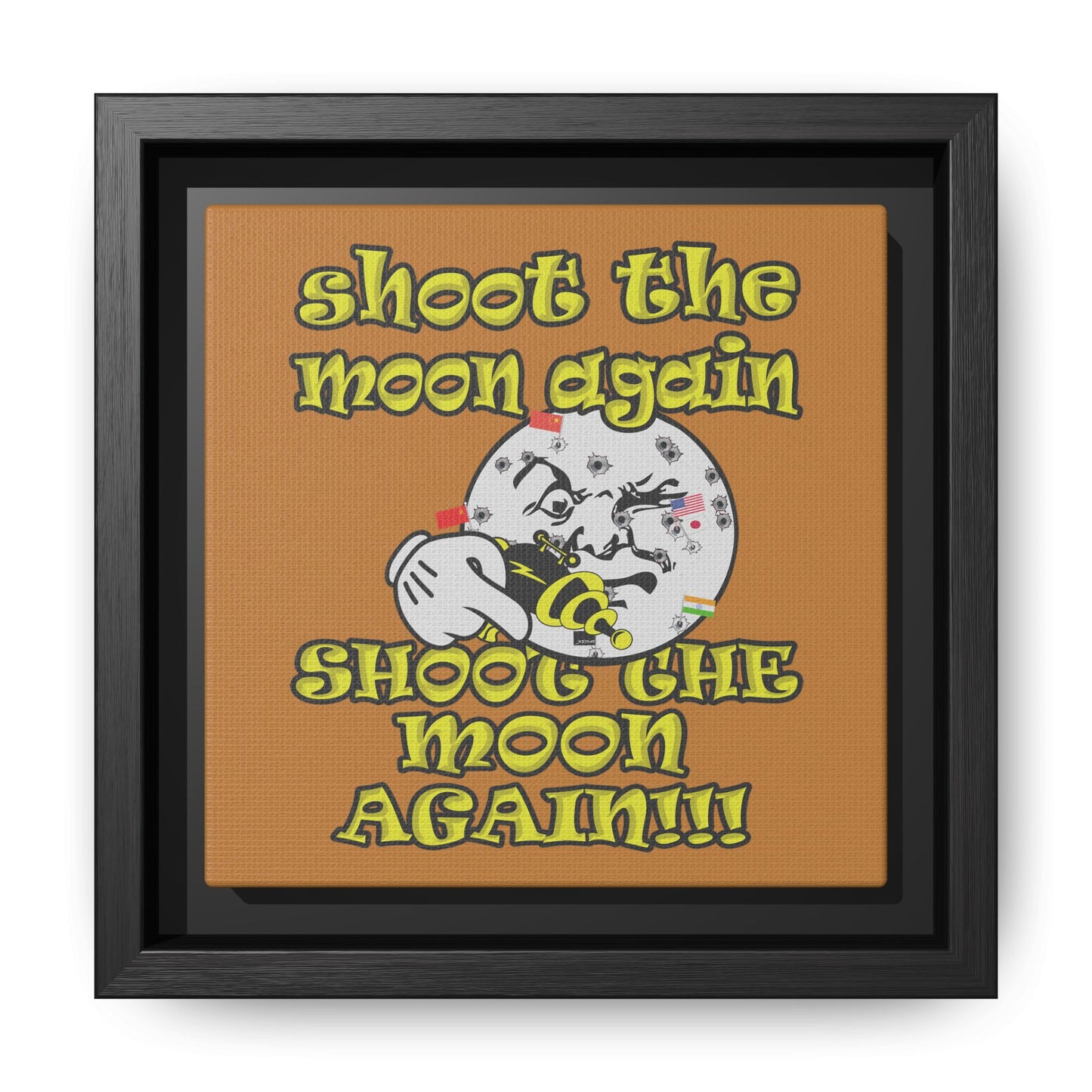 shoot the moon again - framed canvas art (light brown)
