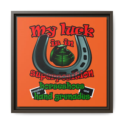 my luck - framed canvas art (orange)