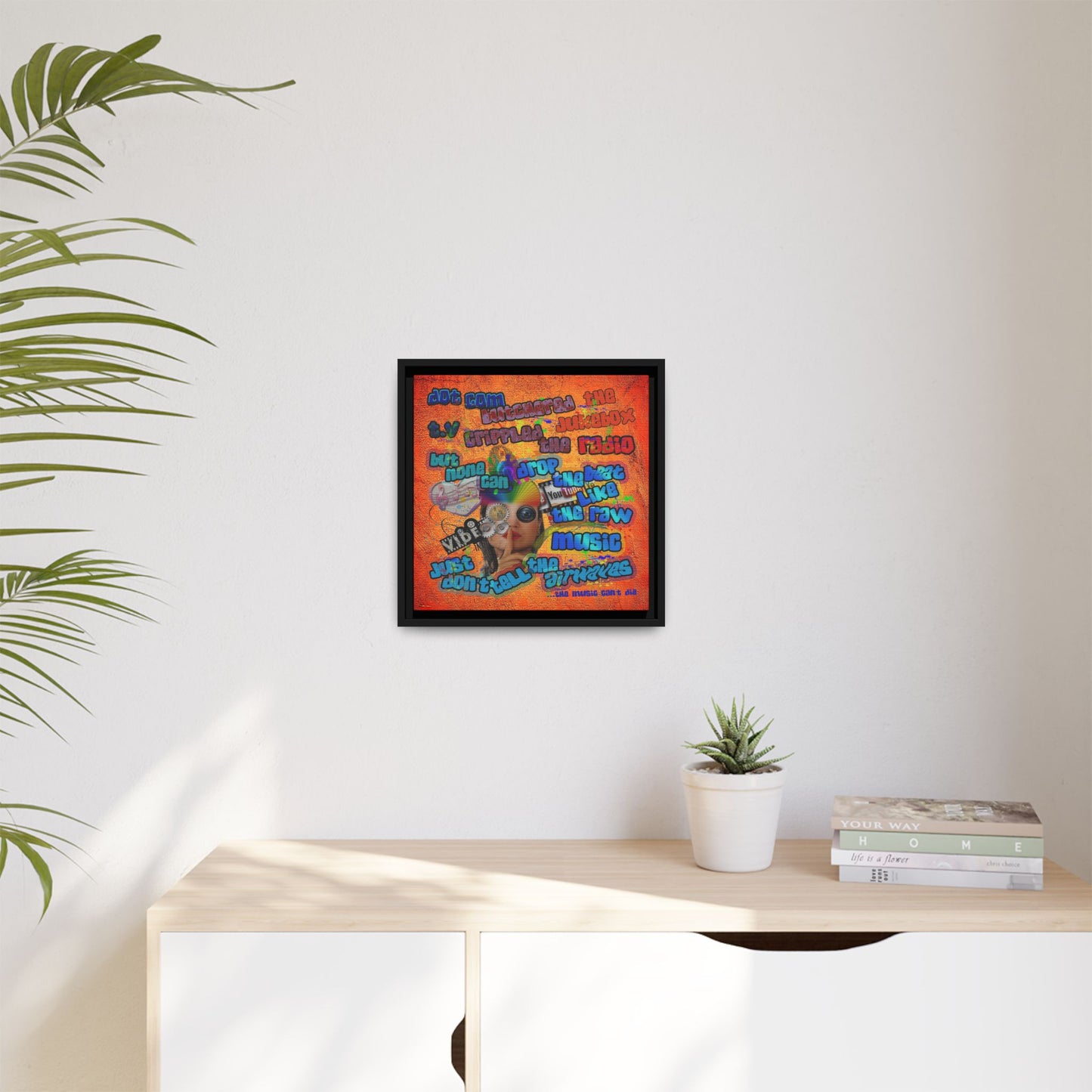 drop the beat - framed canvas art (burnt orange)