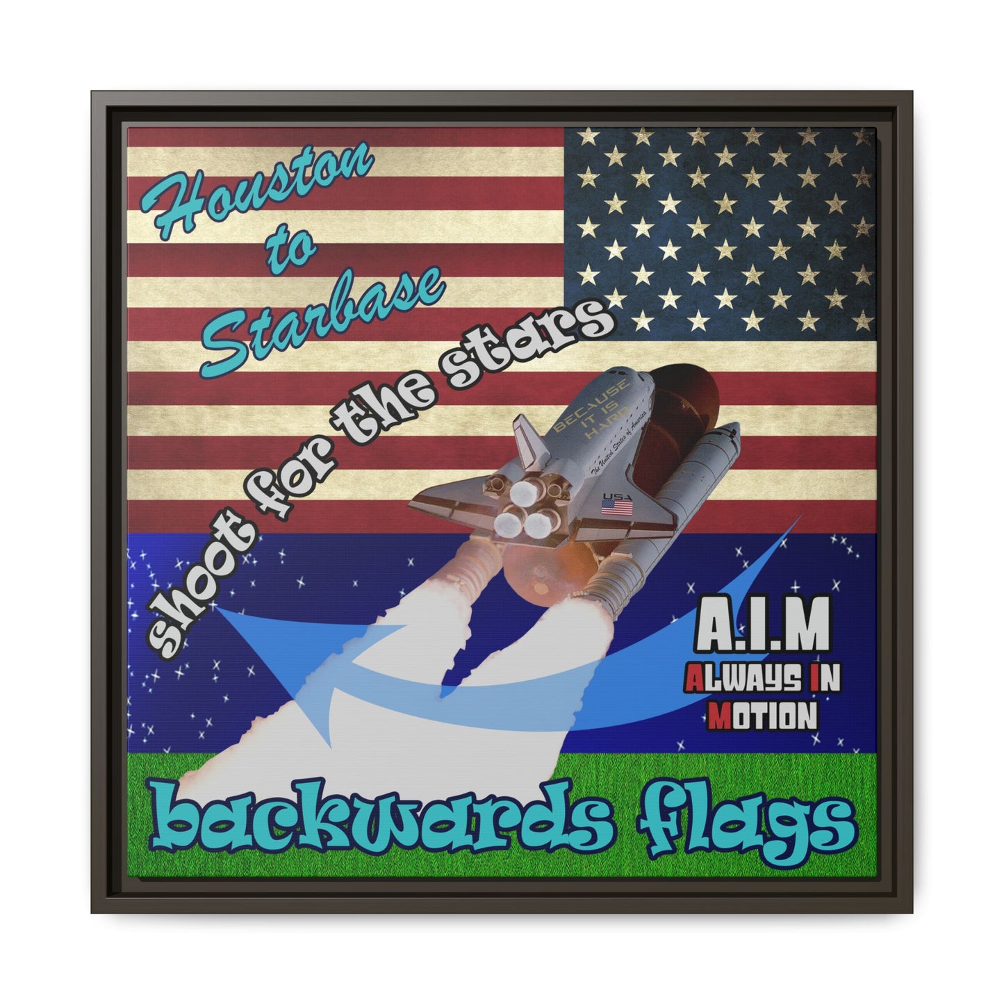 shoot for the stars - framed canvas art ('snoops' background)