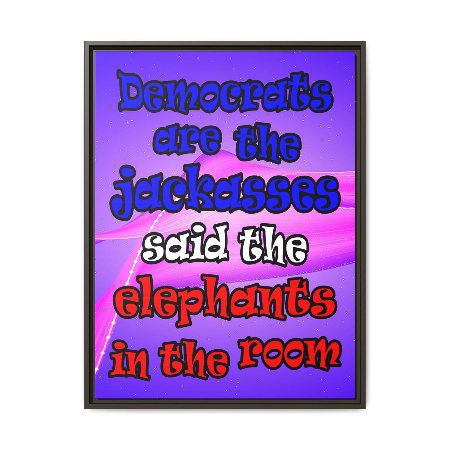 donkeys and elephants - framed canvas art (purple-pink wave)